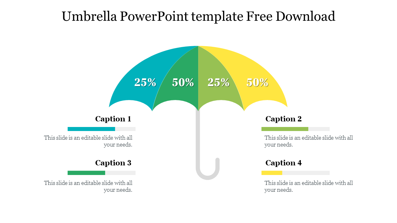 Stunning Umbrella PowerPoint Template Free Download